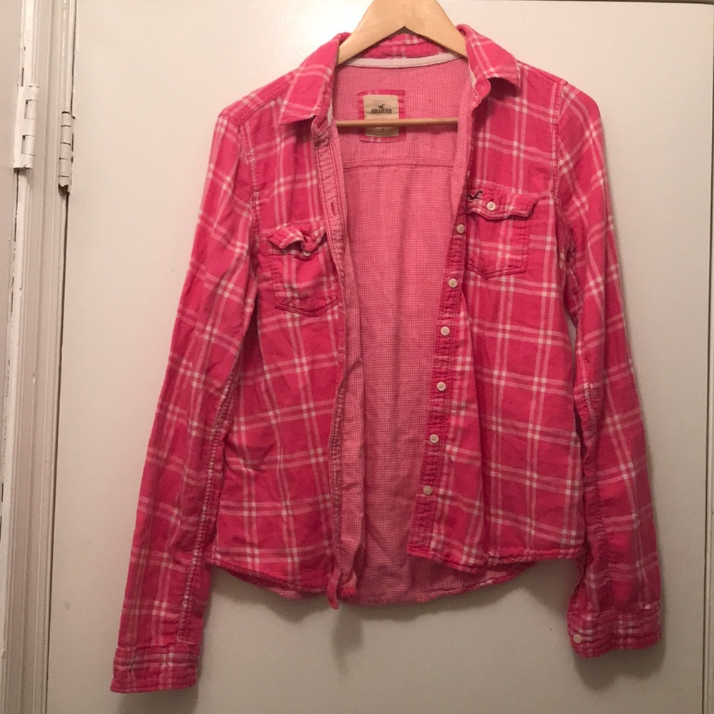 Pink plaid hollister flannel